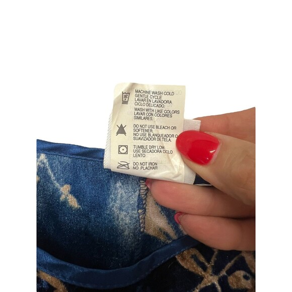 Vintage 90s Secret Treasures Women's Blue Velvet Floral Nightgown Babydoll Large - Picture 6 of 8